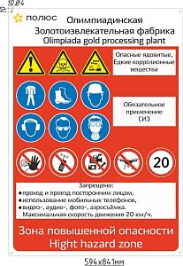 Табличка Зона повышенной опасности "ПОЛЮС"