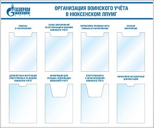 Стенд Воинский учёт (карман плоский А4-4шт, карман объемный А4-2шт, карман А4 -2шт глубина 20мм) (1200х1000; Пластик ПВХ 4 мм, алюминиевый профиль; )